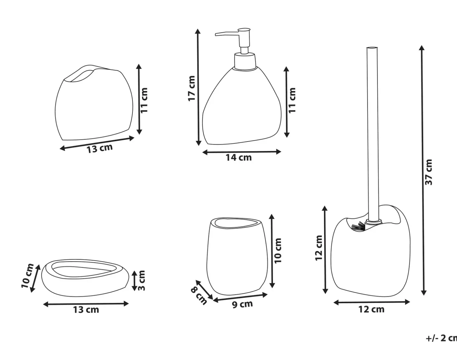 Set da 5 accessori per il bagno COATA Grigio chiaro