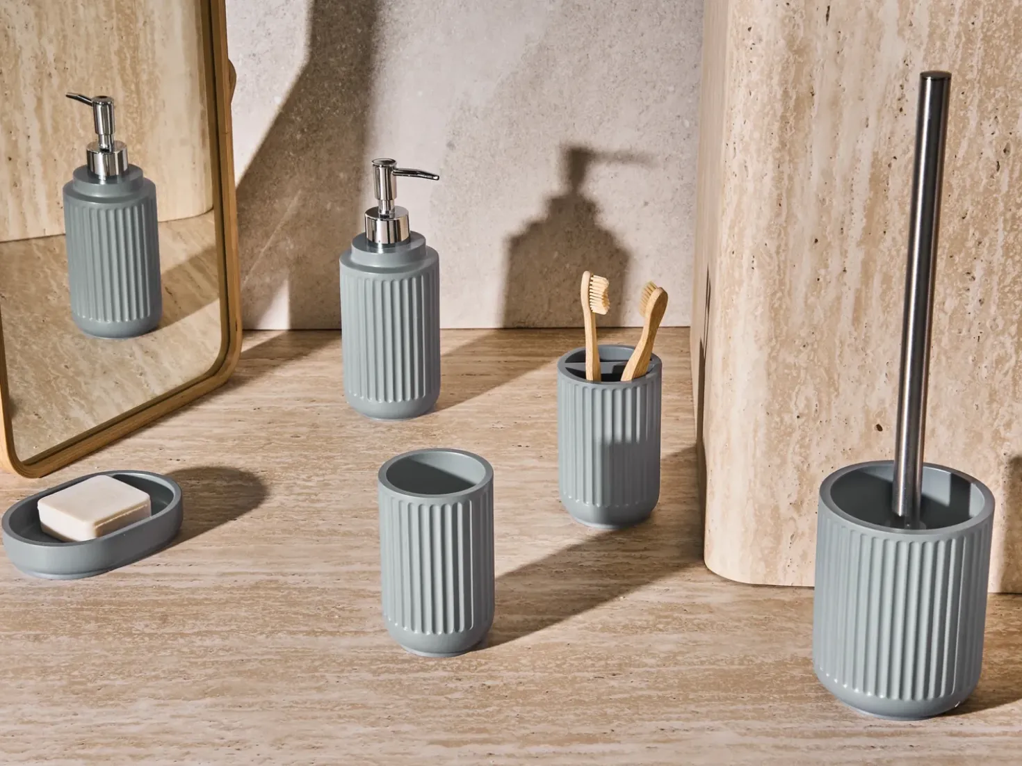 Set da 5 accessori per il bagno HUARMEY Grigio chiaro