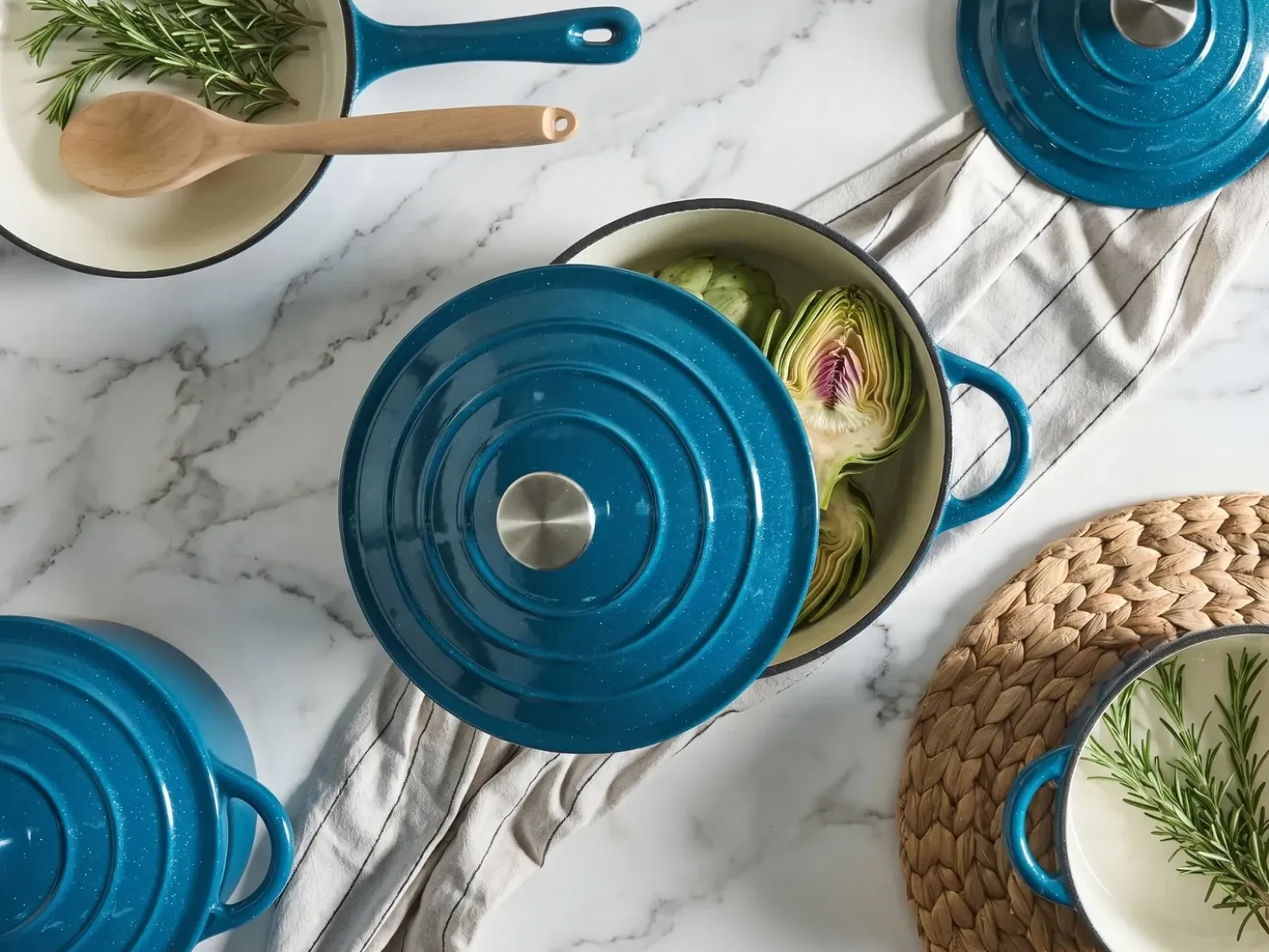 Set da 7 pezzi in ghisa CASTORA Blu