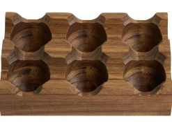 Set da 6 Portauova con 2 supporti FOURNIL Legno d'acacia Marrone