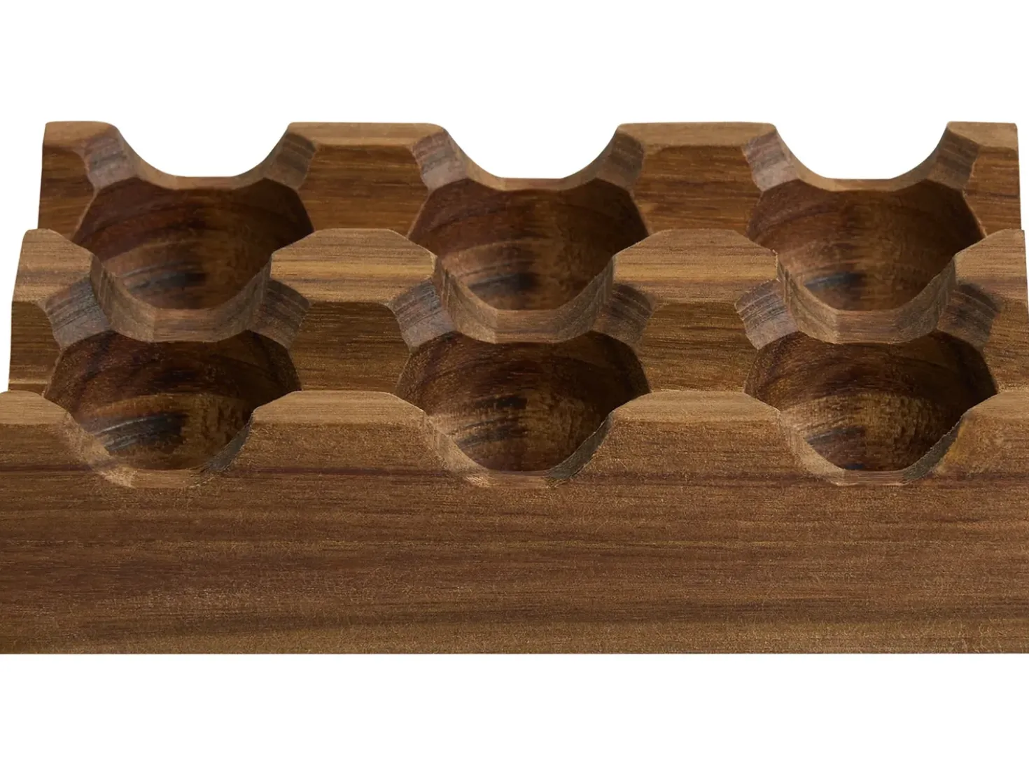 Set da 6 Portauova con 2 supporti FOURNIL Legno d'acacia Marrone