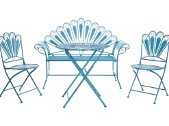 Set da bistrot con panca PAVIA Metallo Blu
