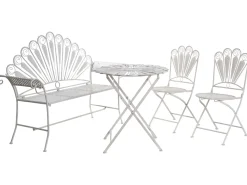 Set da bistrot con panca PAVIA Metallo Bianco sporco