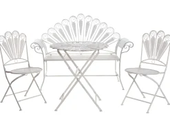 Set da bistrot con panca PAVIA Metallo Bianco sporco