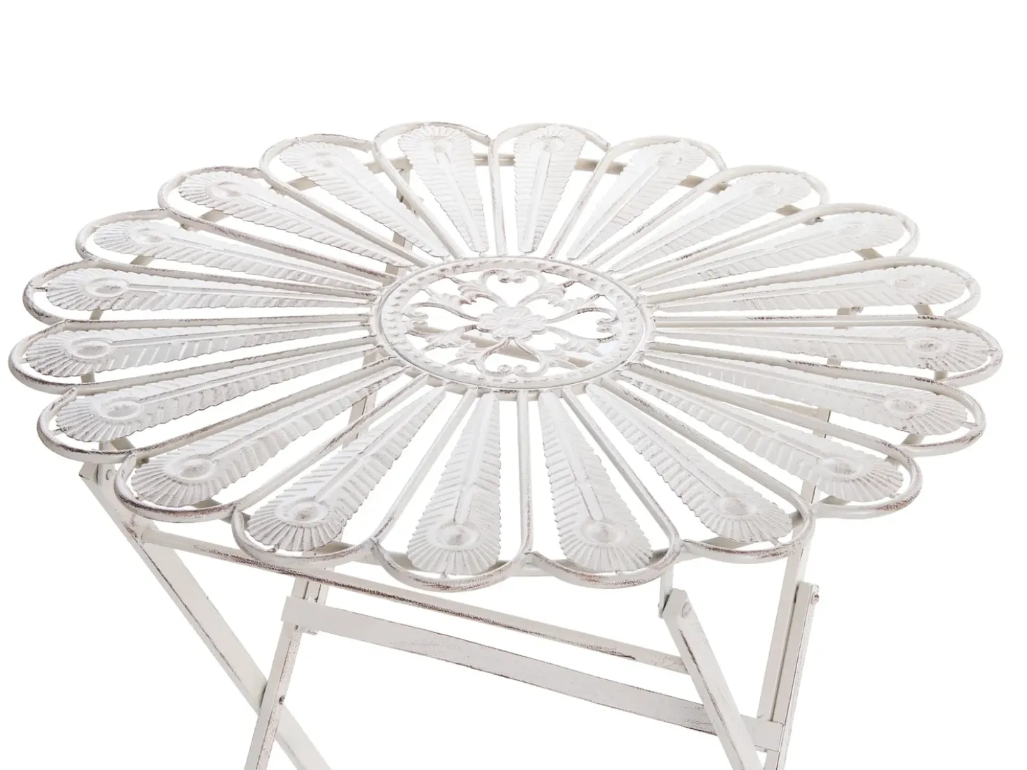 Set da bistrot con panca PAVIA Metallo Bianco sporco