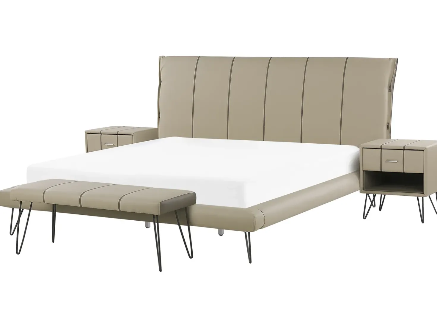 Set da camera da letto Pelle sintetica BETIN 180 x 200 cm Beige sabbia