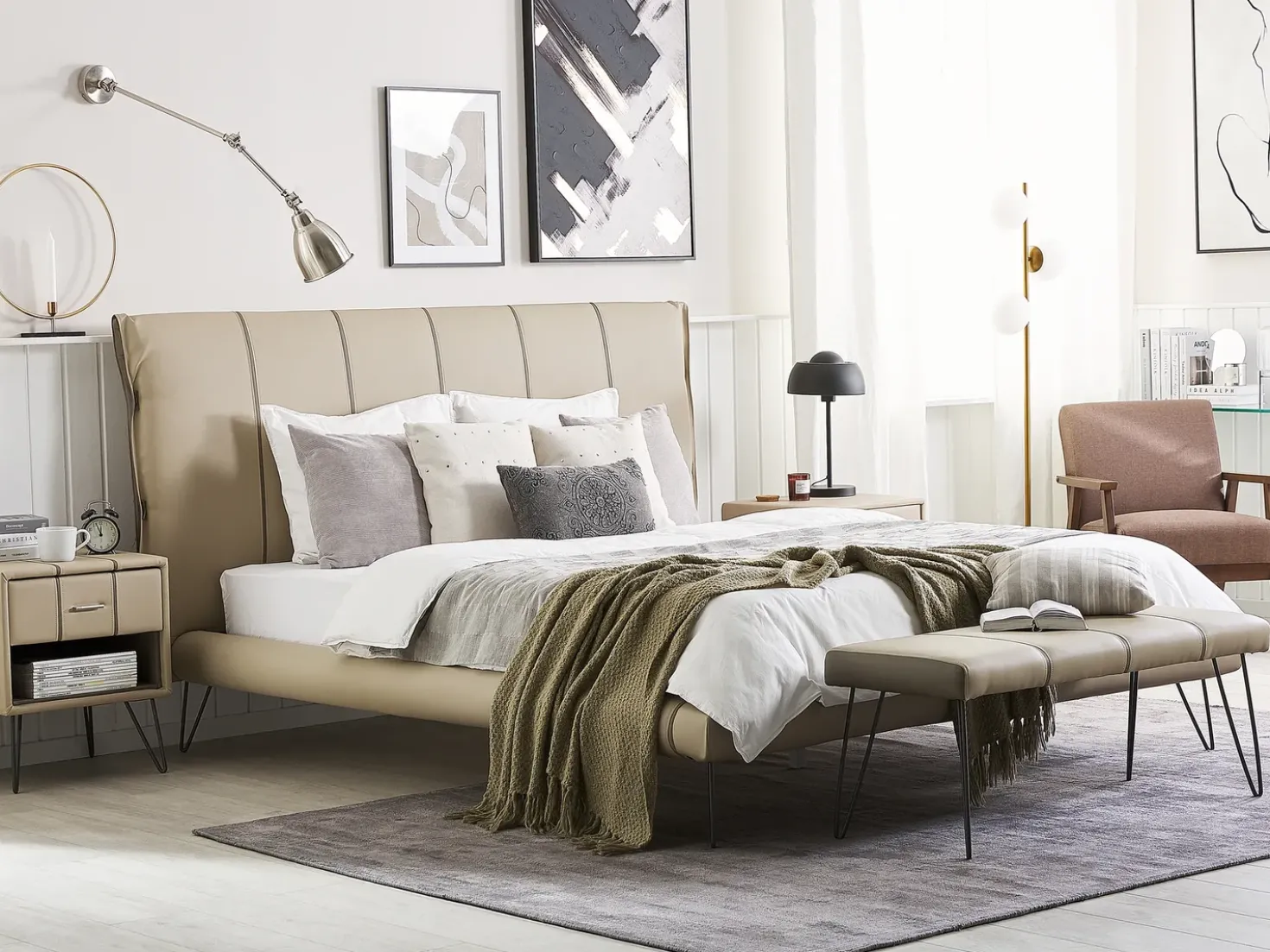 Set da camera da letto Pelle sintetica BETIN 180 x 200 cm Beige sabbia
