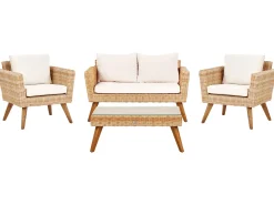 Set da giardino con tavolo 4 posti VITTORIA Rattan sintetico (PE) Bianco sporco