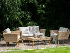 Set da giardino con tavolo 4 posti VITTORIA Rattan sintetico (PE) Bianco sporco