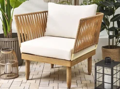 Set da giardino con tavolo 4 posti CREMONA Lato destro Legno d'acacia Bianco sporco