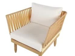 Set da giardino con tavolo 4 posti CREMONA Lato destro Legno d'acacia Bianco sporco