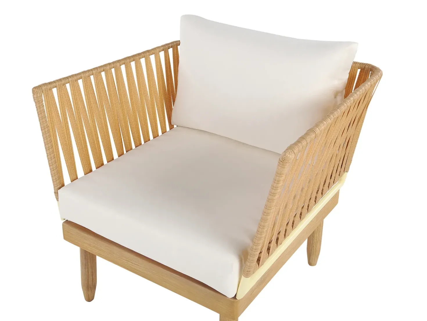 Set da giardino con tavolo 4 posti CREMONA Lato destro Legno d'acacia Bianco sporco