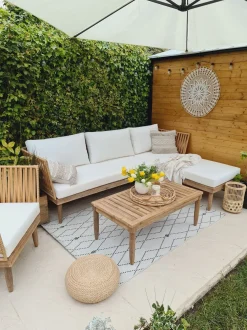 Set da giardino con tavolo 4 posti CREMONA Lato destro Legno d'acacia Bianco sporco