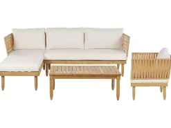 Set da giardino con tavolo 4 posti CREMONA Lato destro Legno d'acacia Bianco sporco