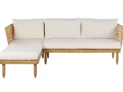 Set da giardino con tavolo 4 posti CREMONA Lato destro Legno d'acacia Bianco sporco