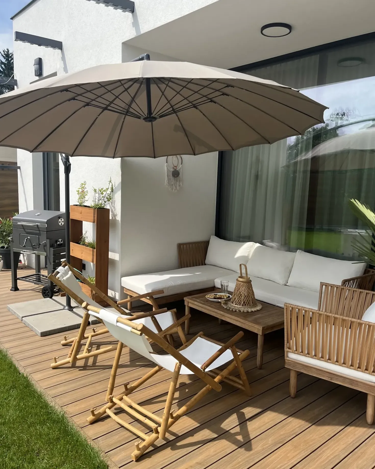 Set da giardino con tavolo 4 posti CREMONA Lato destro Legno d'acacia Bianco sporco
