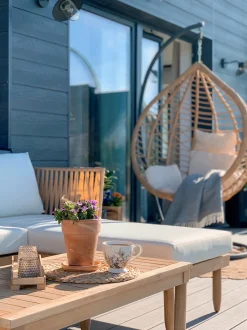 Set da giardino con tavolo 4 posti CREMONA Lato destro Legno d'acacia Bianco sporco