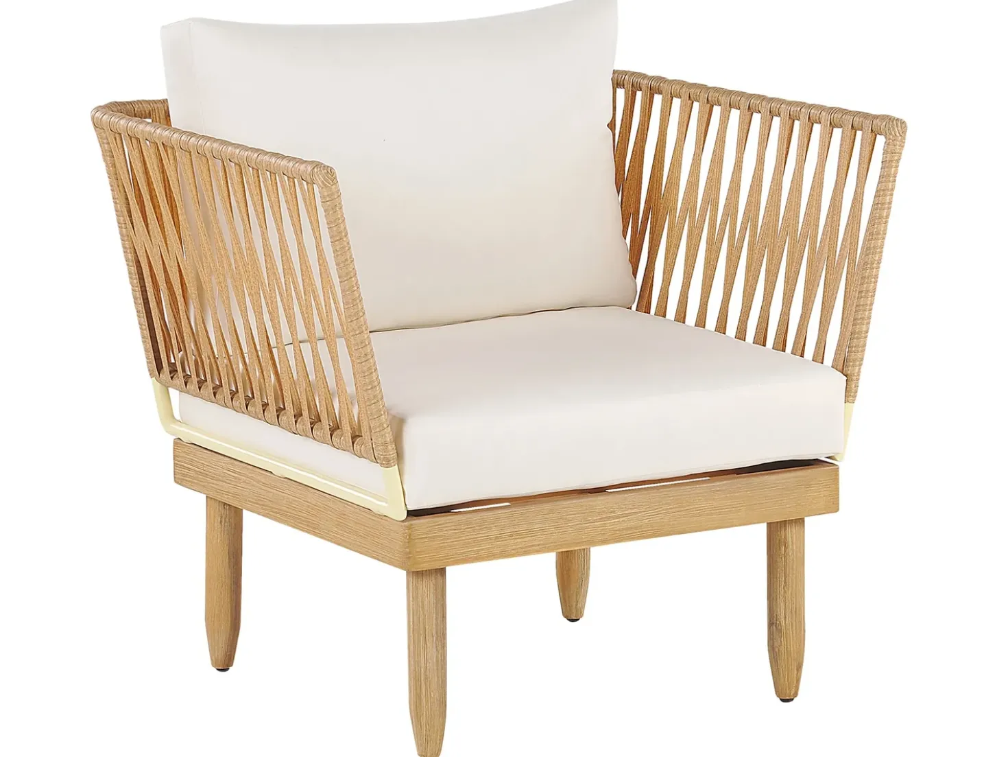 Set da giardino con tavolo 4 posti CREMONA Lato destro Legno d'acacia Bianco sporco