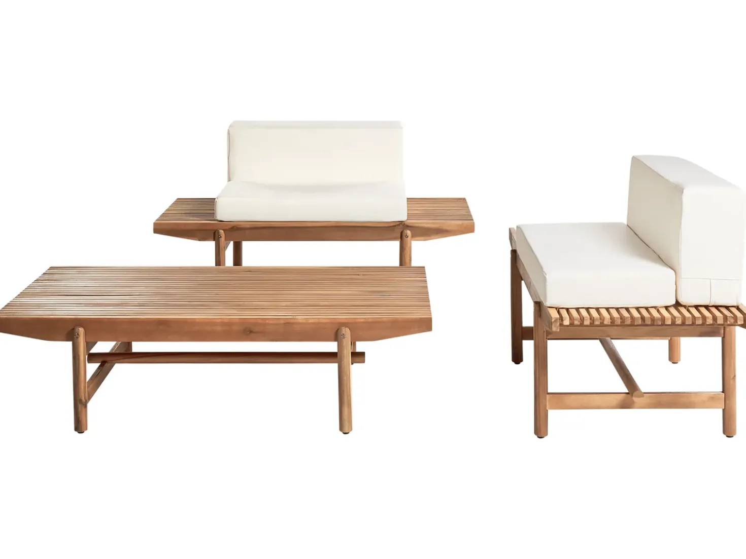 Set da giardino con tavolo 2 posti GIAVENO Legno d'acacia Bianco sporco