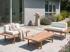 Set da giardino con tavolo 2 posti GIAVENO Legno d'acacia Bianco sporco