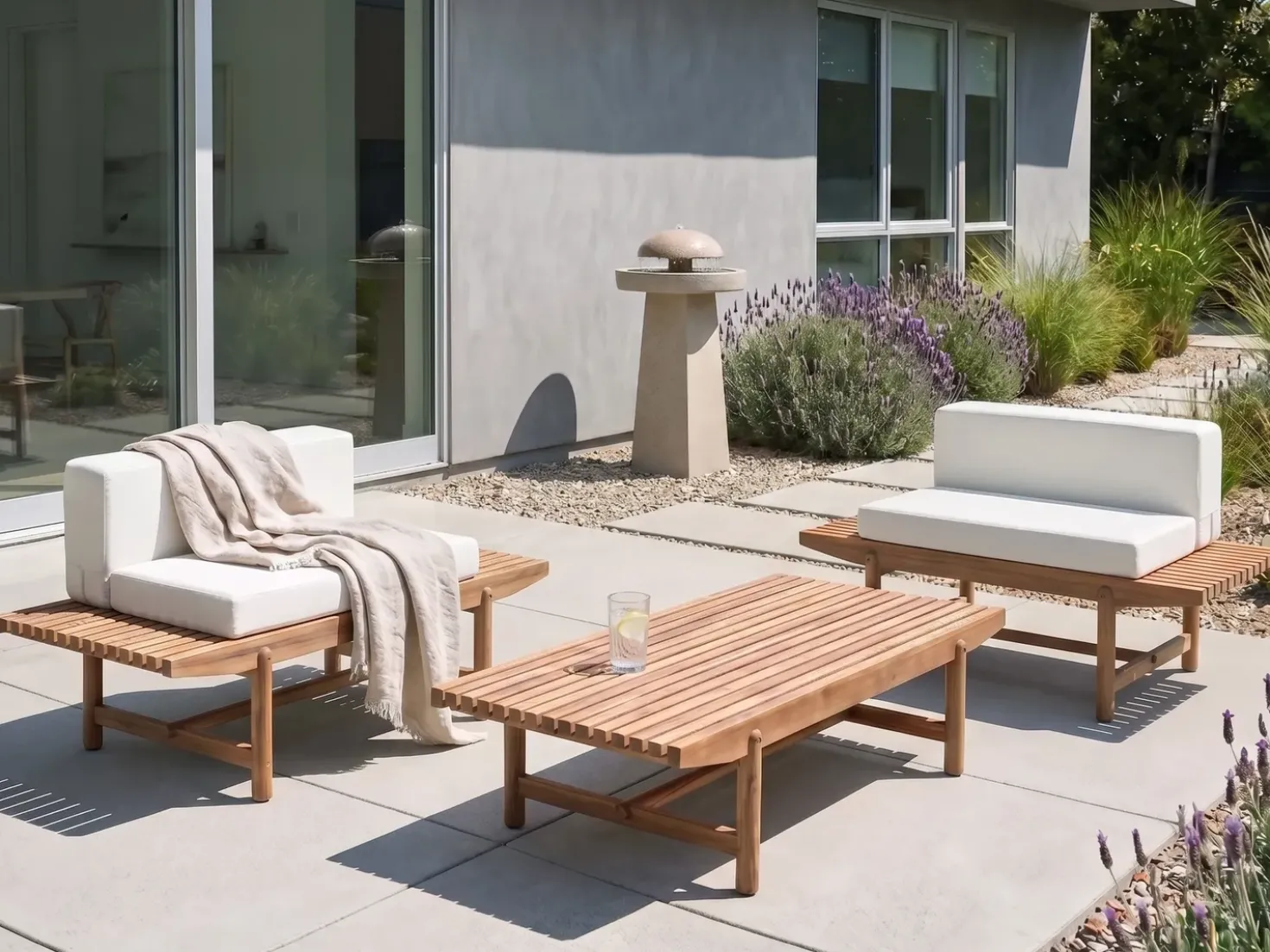 Set da giardino con tavolo 2 posti GIAVENO Legno d'acacia Bianco sporco