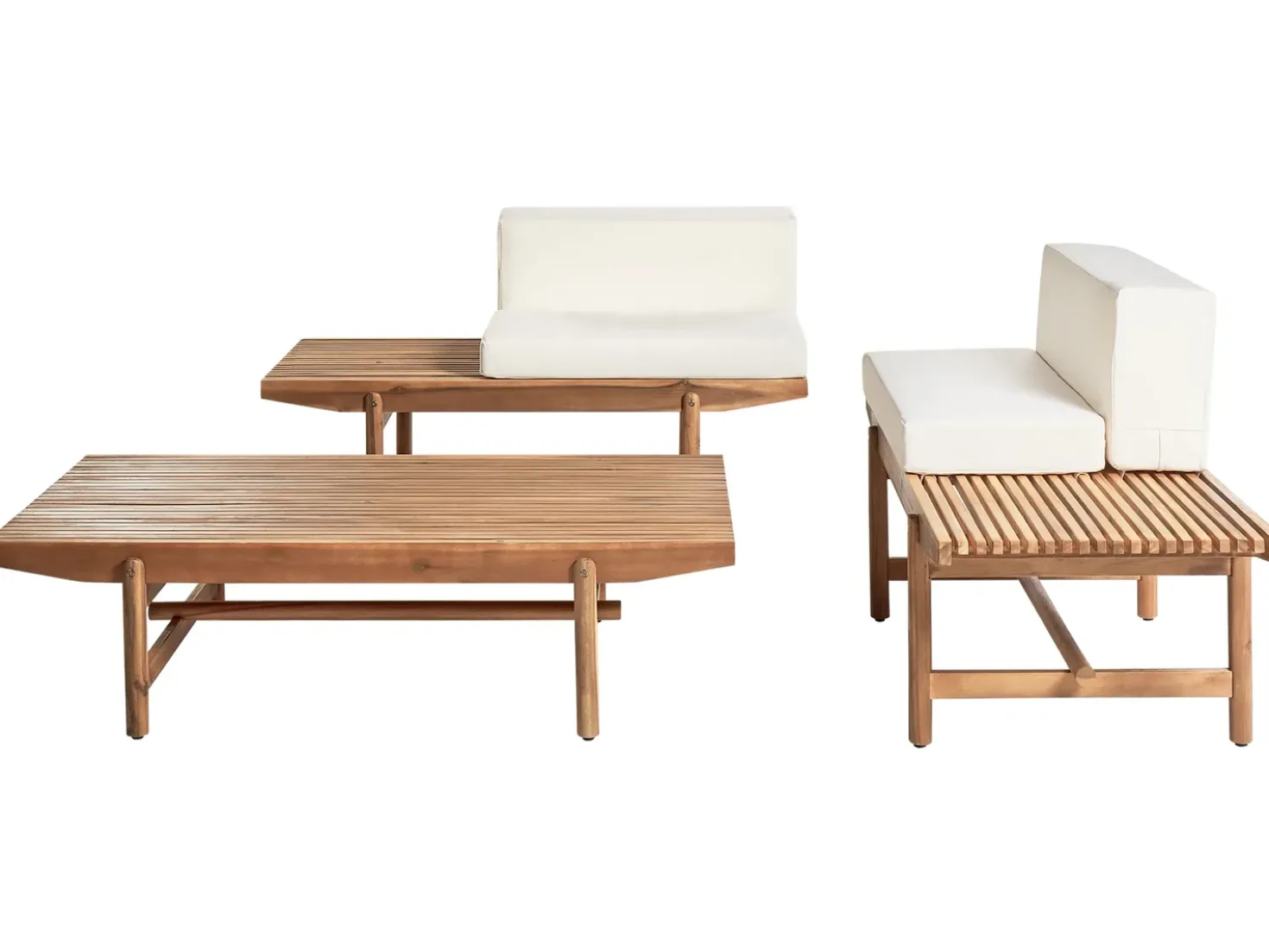 Set da giardino con tavolo 2 posti GIAVENO Legno d'acacia Bianco sporco