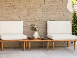 Set da giardino con tavolo 2 posti FRASCATI Modulare Legno di acacia certificato Bianco sporco