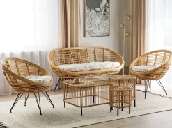 Set da giardino con tavolo 4 posti MARATEA/CESENATICO Rattan Naturale