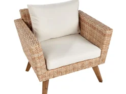 Set da giardino con tavolo 5 posti VITTORIA XL Rattan sintetico (PE) Bianco sporco