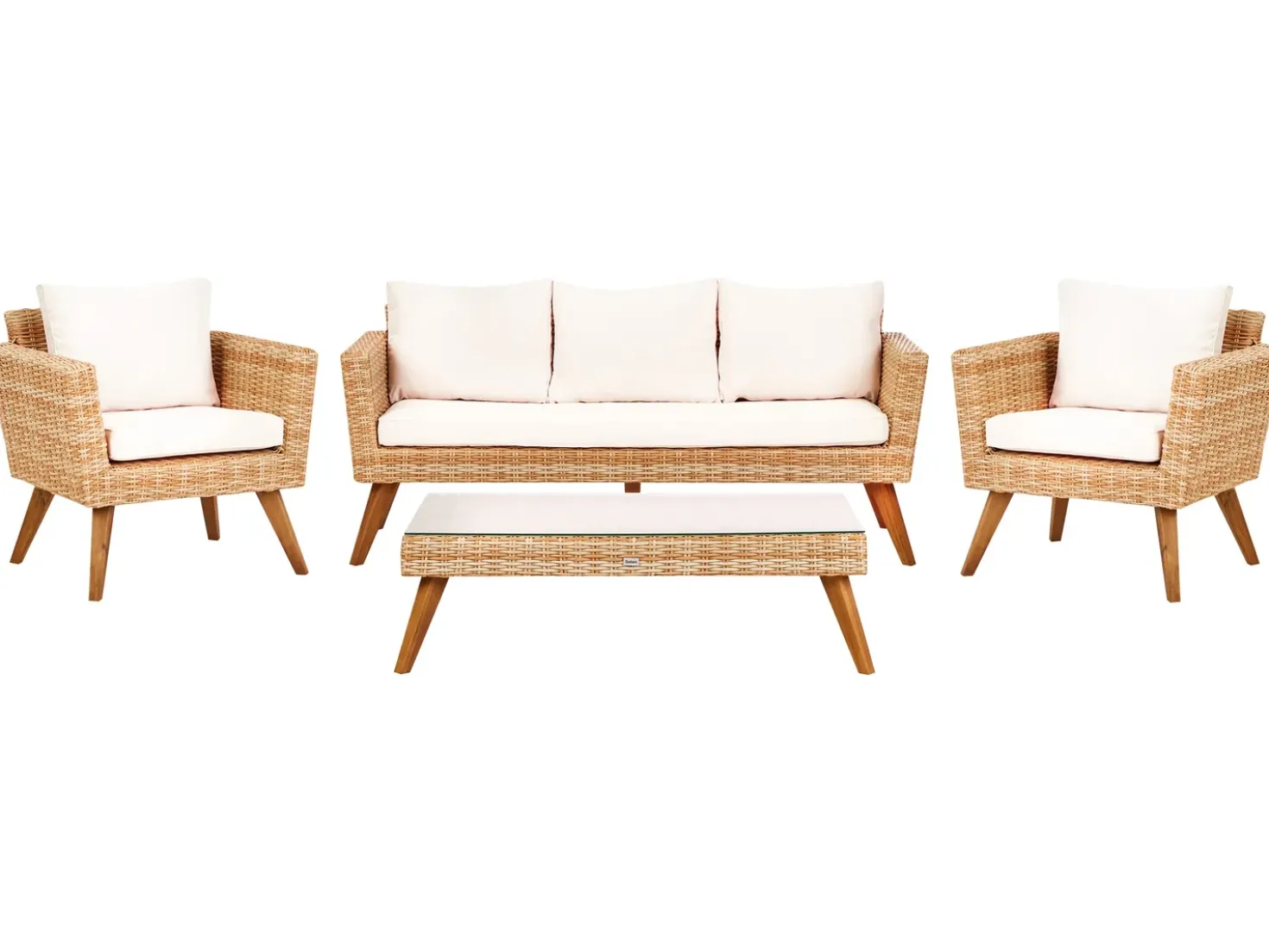 Set da giardino con tavolo 5 posti VITTORIA XL Rattan sintetico (PE) Bianco sporco