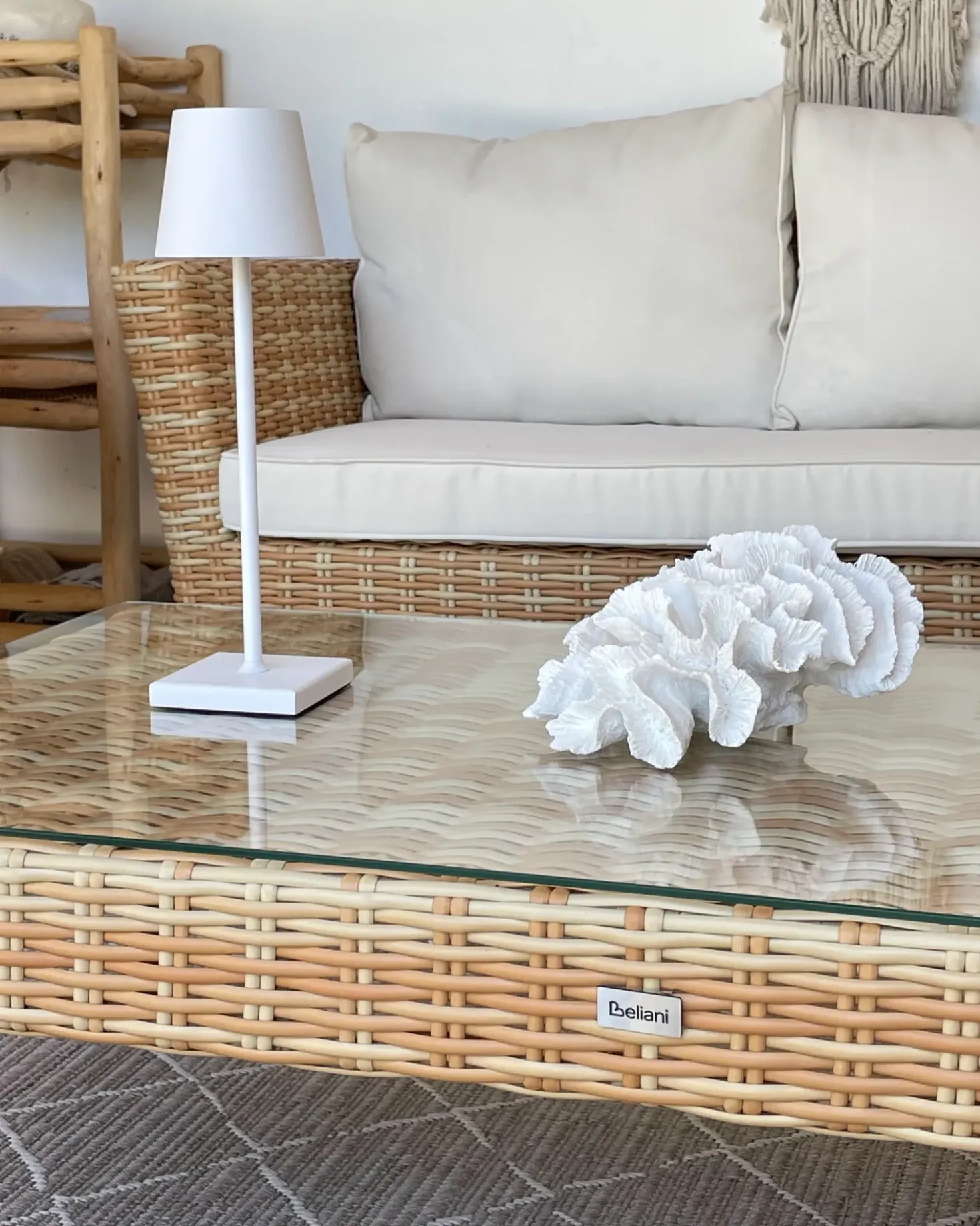 Set da giardino con tavolo 5 posti VITTORIA XL Rattan sintetico (PE) Bianco sporco