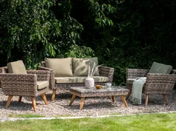 Set da giardino con tavolo 4 posti VITTORIA Rattan sintetico (PE) Verde oliva