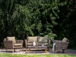 Set da giardino con tavolo 4 posti VITTORIA Rattan sintetico (PE) Verde oliva