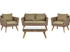 Set da giardino con tavolo 4 posti VITTORIA Rattan sintetico (PE) Verde oliva