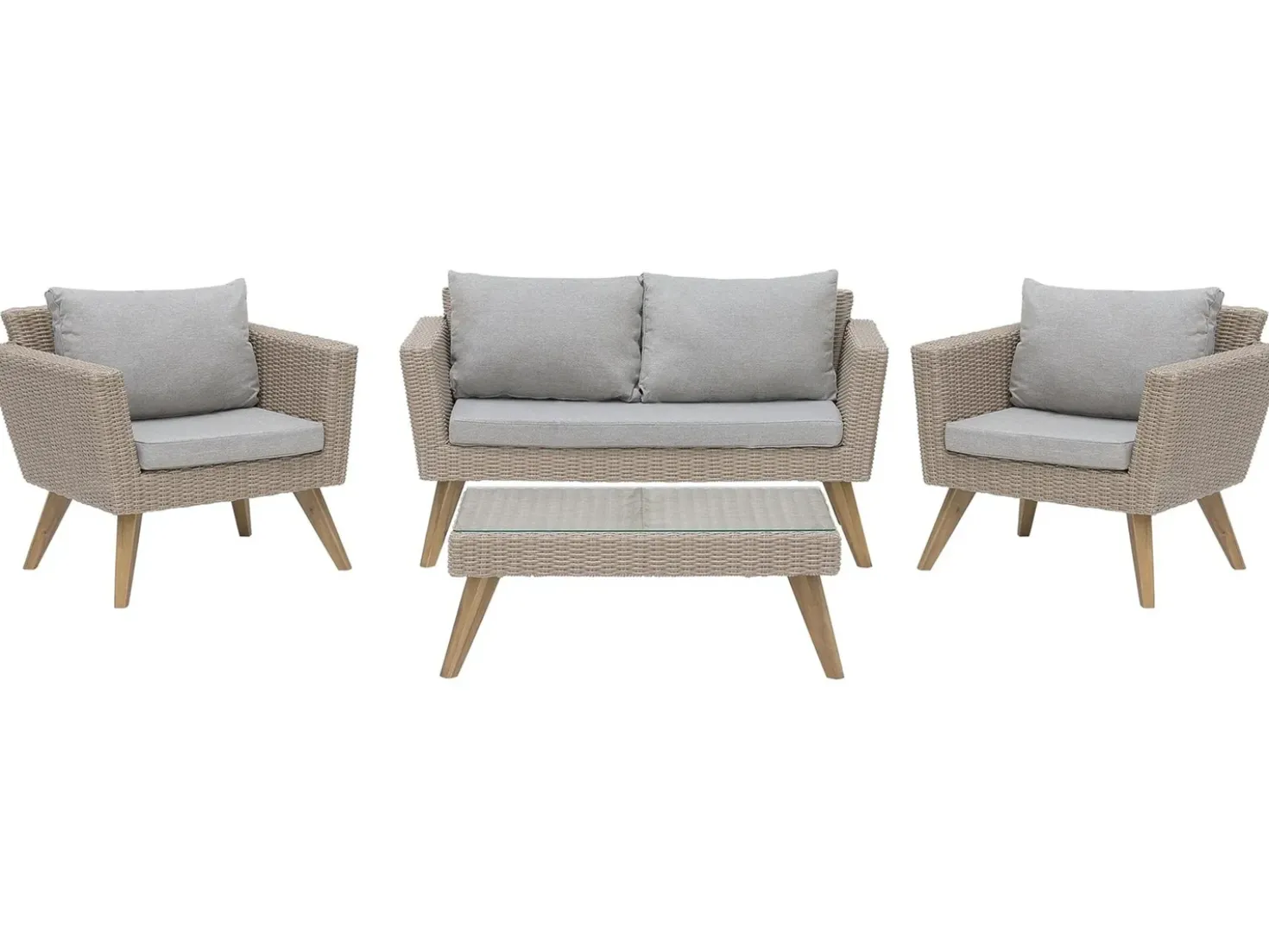 Set da giardino con tavolo 4 posti VITTORIA Rattan sintetico (PE) Grigio