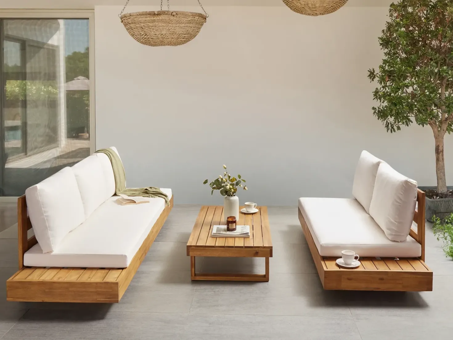 Set da giardino con tavolo 5 posti MARETTIMO Legno di acacia certificato Marrone