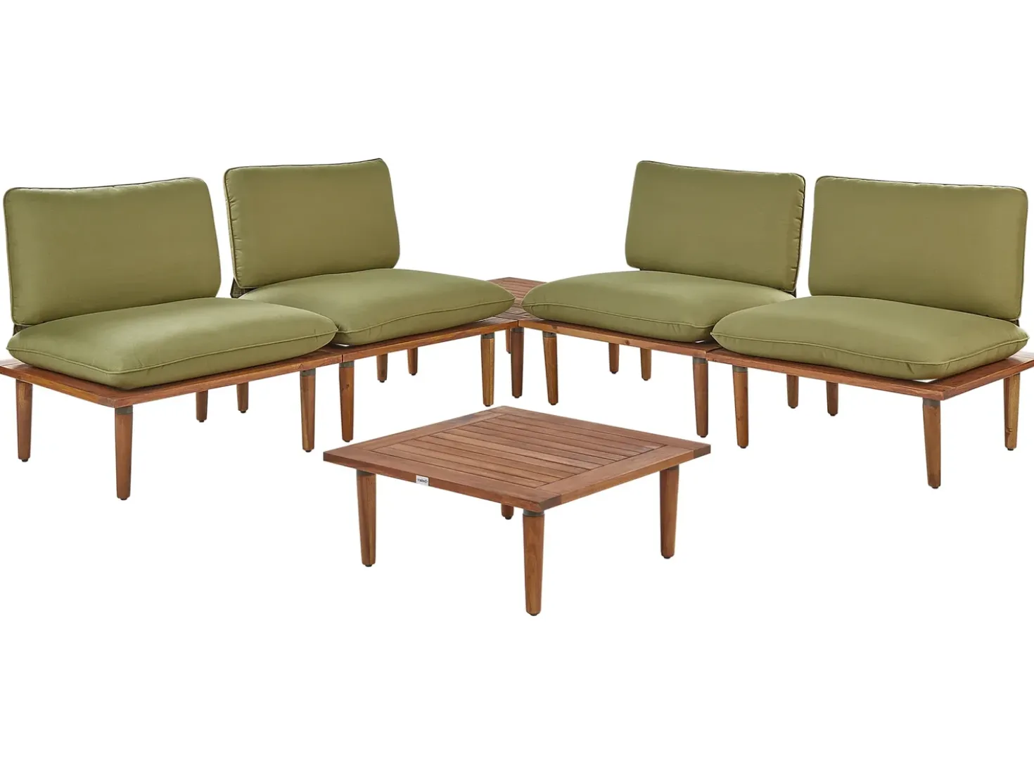 Set da giardino con tavolo 4 posti FRASCATI Modulare Legno di acacia certificato Verde oliva