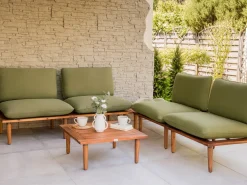 Set da giardino con tavolo 4 posti FRASCATI Modulare Legno di acacia certificato Verde oliva