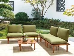 Set da giardino con tavolo 4 posti FRASCATI Modulare Legno di acacia certificato Verde oliva