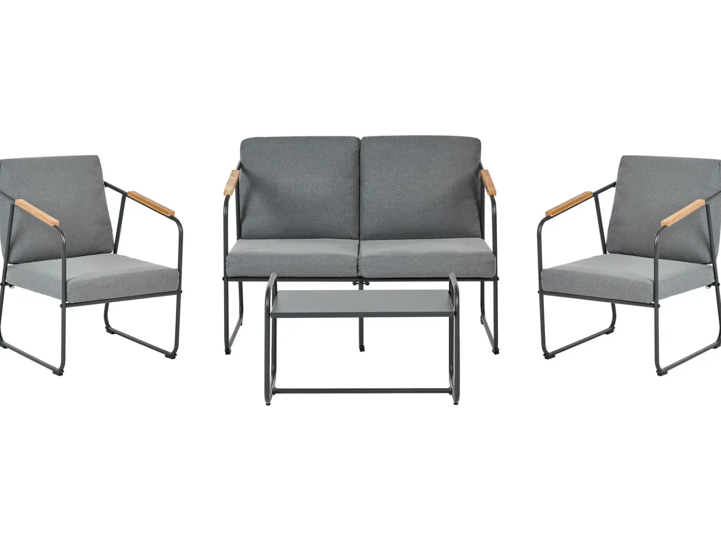 Set da giardino con tavolo 4 posti VEZZANA Metallo Grigio