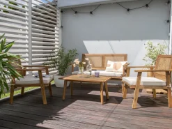 Set da giardino con tavolo 4 posti ARENELLA Legno di acacia certificato Beige chiaro