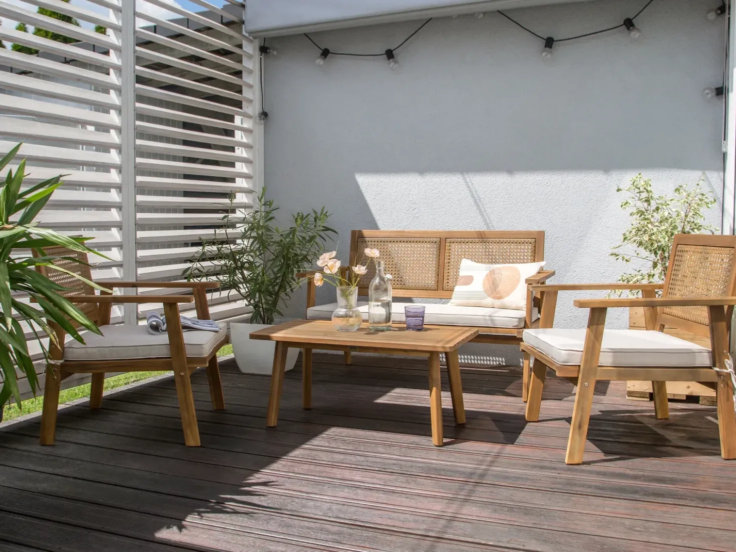 Set da giardino con tavolo 4 posti ARENELLA Legno di acacia certificato Beige chiaro