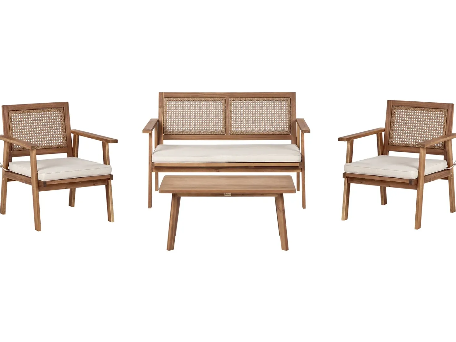 Set da giardino con tavolo 4 posti ARENELLA Legno di acacia certificato Beige chiaro