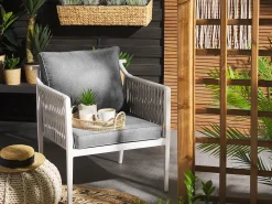 Set da giardino con tavolo 4 posti LATINA Metallo Grigio