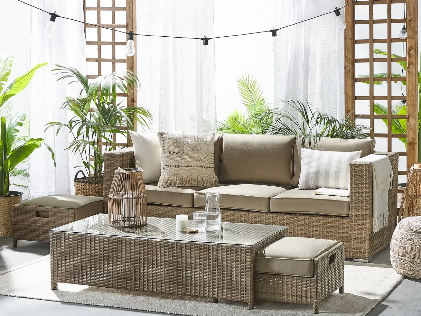 Set da giardino con tavolo 5 posti BELLUNO Rattan sintetico (PE) Marrone