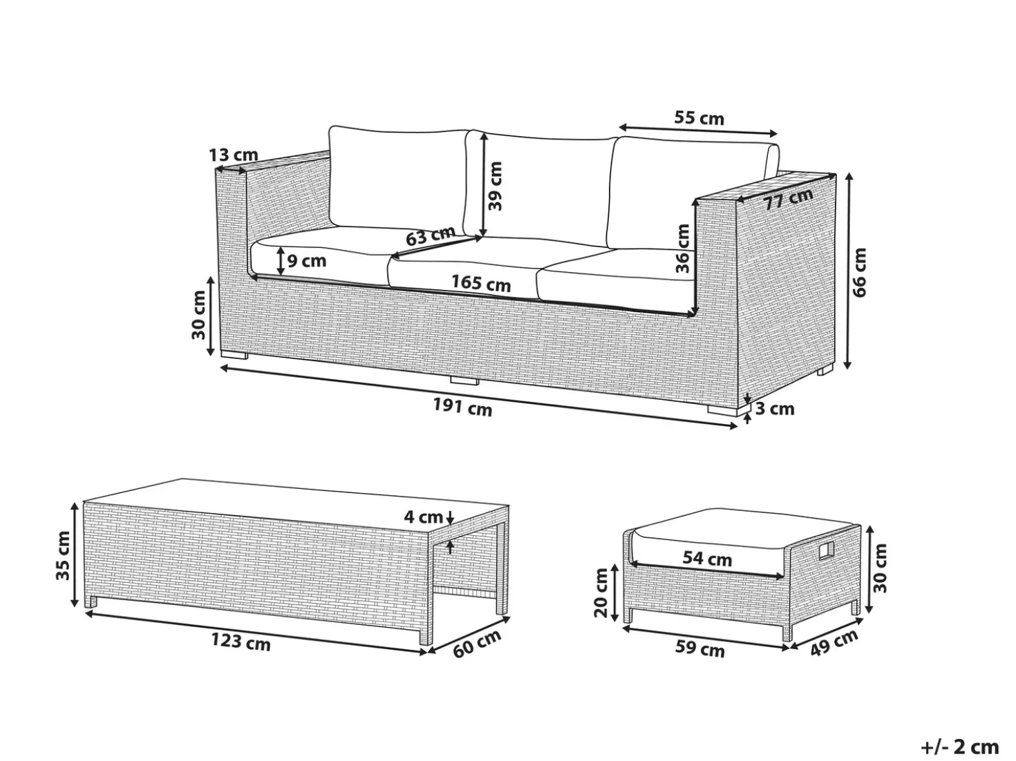 Set da giardino con tavolo 5 posti BELLUNO Rattan sintetico (PE) Marrone