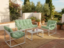 Set da giardino con tavolo 4 posti GARDA Metallo Verde