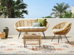 Set da giardino con tavolo 3 posti MARATEA/CESENATICO Rattan Naturale