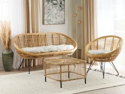 Set da giardino con tavolo 3 posti MARATEA/CESENATICO Rattan Naturale