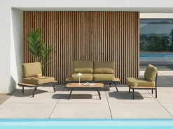 Set da giardino con tavolo 4 posti MINOZZO Legno di acacia certificato Verde oliva